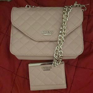 Light pink guess purse with matching wallet